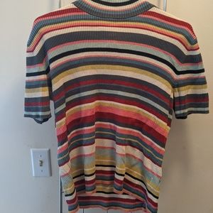 Striped mock turtle neck shirt
